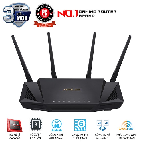 Thiết bị phát wifi ASUS RT-AX58U (Gaming Router) Wifi AX3000 - Chính Hãng